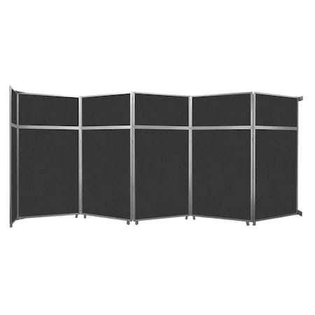 Versare Operable Wall Folding Room Divider 19'6" x 8'5-1/4" Black Fabric 1070502